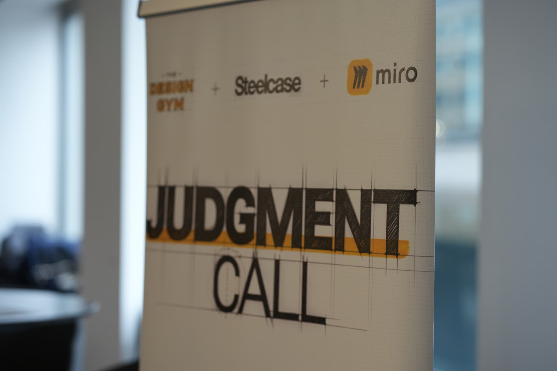 The Judgment Call banner from The Design Gym, Steelcase, and Miro